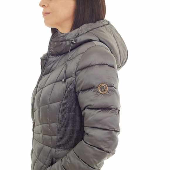 Bernardo Quilted Gray Packable Puffer Hood Jacket - Picture 4 of 12